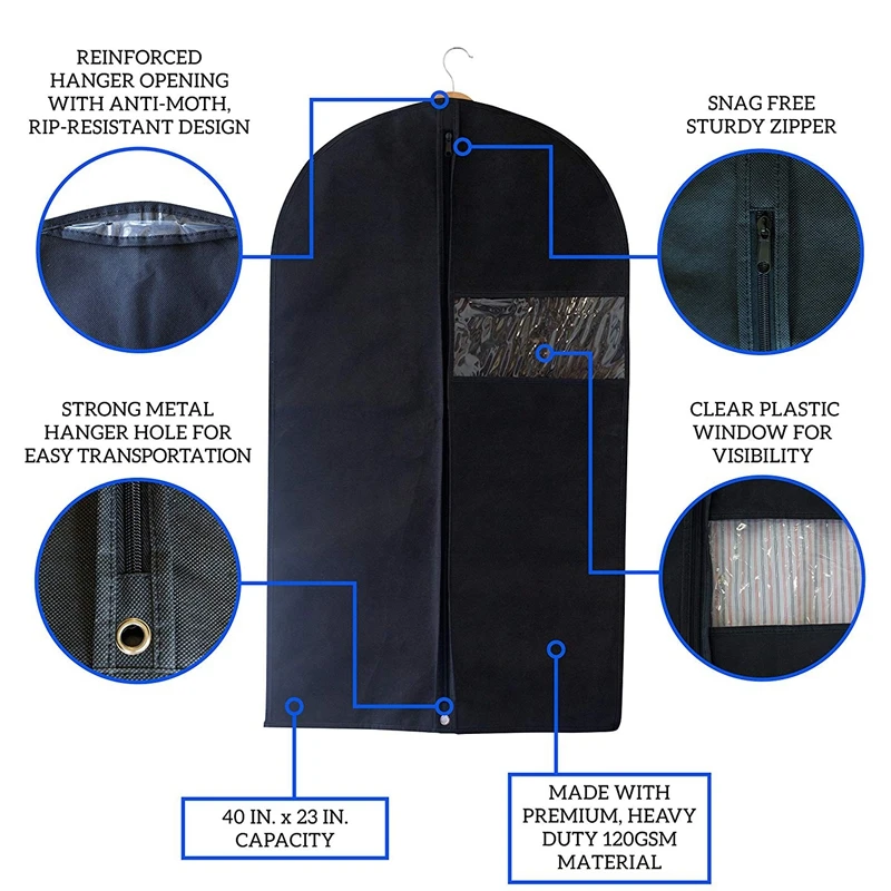 ELEG-Garment Bags-воздухопроницаемая одежда, сумка, набор из 5 чехлов для переноски костюмов, платьев, белья, хранения или путешествий