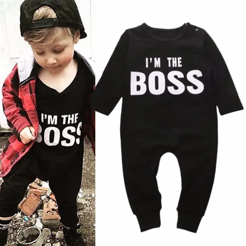 Детские комплекты одежды с надписью «I'M THE BOSS»; комбинезон с длинными рукавами для мальчиков и девочек; детское боди Одежда
