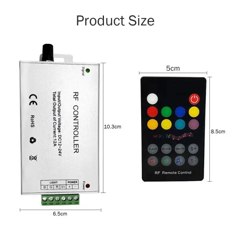 Музыкальный светодиодный RGB контроллер DC12V 24 в RF дистанционный звуковой датчик голосовой аудио контроллер для SMD 3528 5050 RGB светодиодные ленты