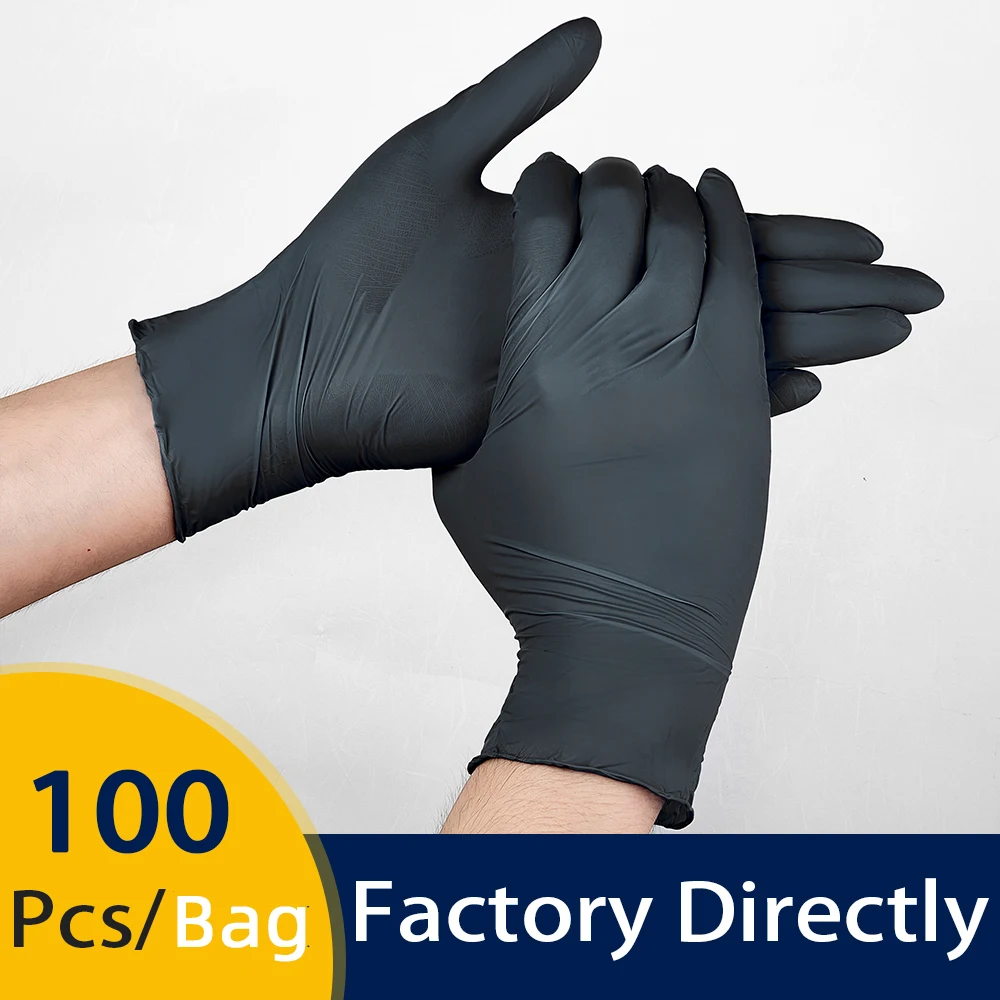 100pcs black Nitrile Hand Protection thick 6mil Nitrile Gloves & werkhandschoenen L Accessoires Handschoenen & wanten Tuin 