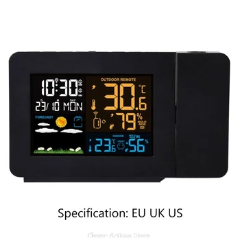 

Multifunctional Digital Alarm Clock Calendar LED Projection Weather Thermomer Au 18 20 Dropship