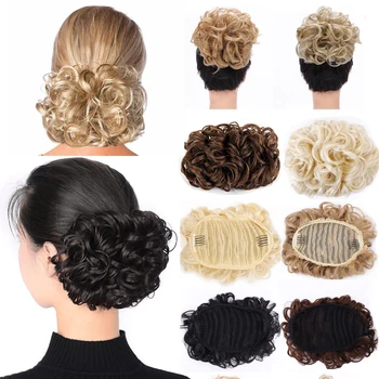 

HUAYA Synthetic Short Wavy Chignon for Women 2 Plastic Comb Clip in Hair Extensions Elastic Rubber Band Bun Hair Accessories