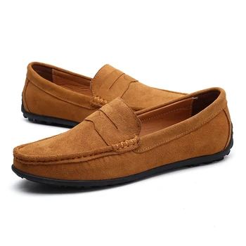 

Suede Leather Men Casual Shoes Loafers Italian Genuine Leather Driving Moccasins Gommino Slip on Men's Shoes Plus size