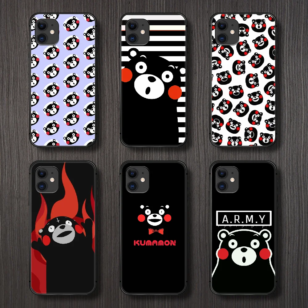 Милый мультяшный чехол для телефона Kumamon iphone 5 5s se 2 6 6s 7 8 plus X XS XR 11 PRO MAX черный