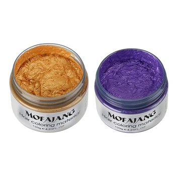 

MOFAJANG 2 Pcs Style Styling Products Hair Color Wax Dye One-Time Molding Paste Hair Dye Wax Make Up , Purple & Gold