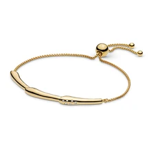 Новинка 925 пробы Серебряный скользящий браслет в форме цветка блестящий золотой прозрачный CZ для женщин Модный DIY ювелирный подарок