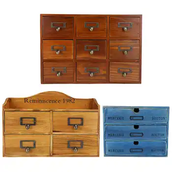 

Vintage Drawer Multi-Layer Wooden Desktop Storage Box Antique Jewelry Box Display Case Tools