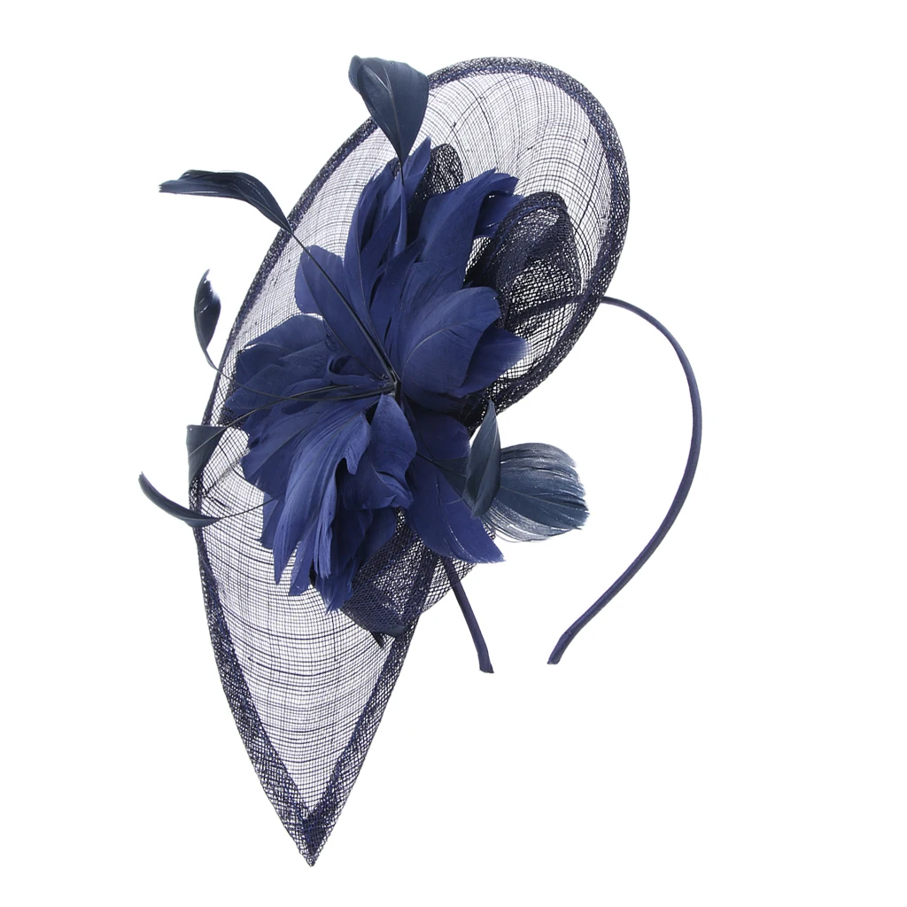 Women Lady Bridal Feather Fascinator Cocktail Party Hats Headpieces Headband