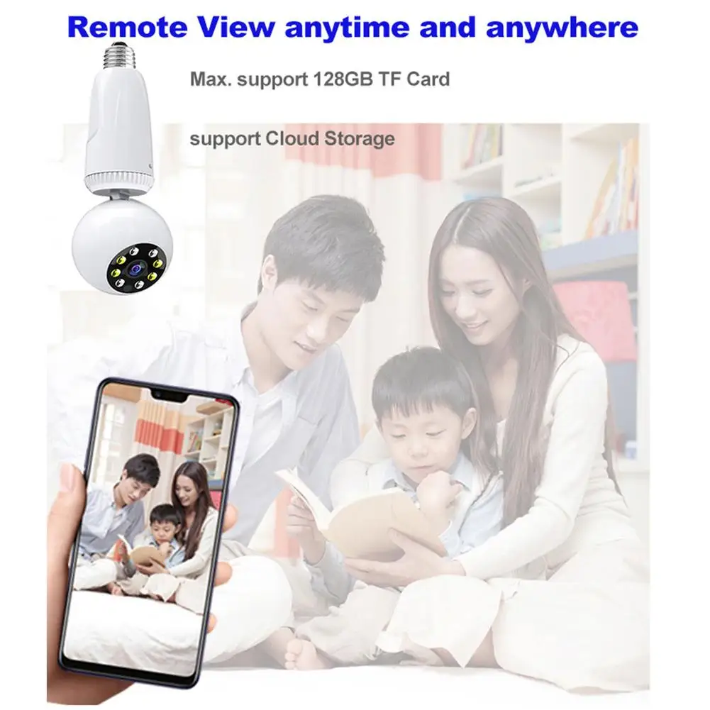 action camera hd HD 1080P 360 Rotate Auto Tracking Panoramic Camera Light Bulb Wireless Wifi Camera Remote Viewing Security old action camera