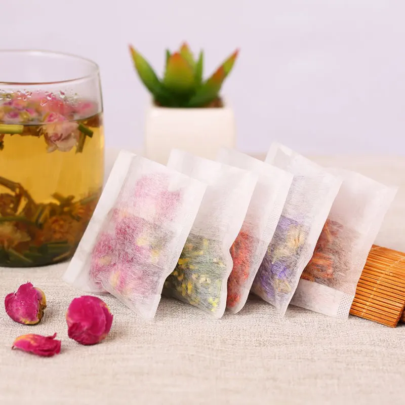100 Pcs/lot 6*8CM Empty Tea Bags Filter Paper Herb Loose Disposable Teabags Tea infuser Strainer