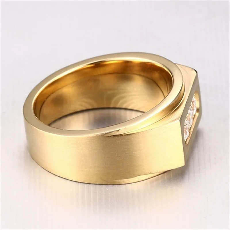 Fashion Men Jewelry Ring Luxury Alloy Gold-Color Ring Charm Crystal Zircon For Men Accessories Party Gift gold color rings gold color ring finger ring zircon crystal ring jewelry accessories