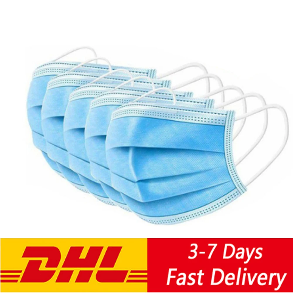 

DHL Fast Shipping 100pcs Disposable Anti Dust Mask Daily Protective Mask Anti Fog Dust-proof Non-woven Melt Blown Three-layer