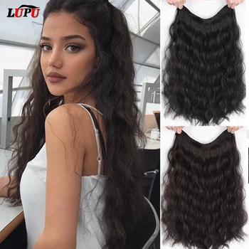 

LUPU 22" Long Curly Hair Clips For Hair Black Brown Synthetic Hair Extensions Natural Fake Hairpieces For Women Heat Resistant