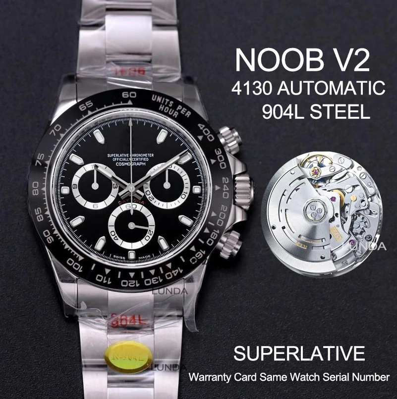 

Best Edition N V2 904L Steel 4130 Automatic Chronograph Mens Watch Fully Functional Same As Genuiine Super Edieiton Puretime