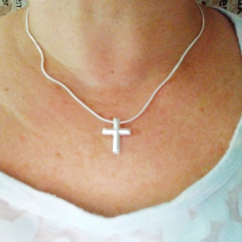 DOTEFFIL Genuine 925 Sterling Silver Cross Necklace Fashion Jewelry Pendant 18 Inches Snake Chain Women Wedding Engagement Gift - Image 5