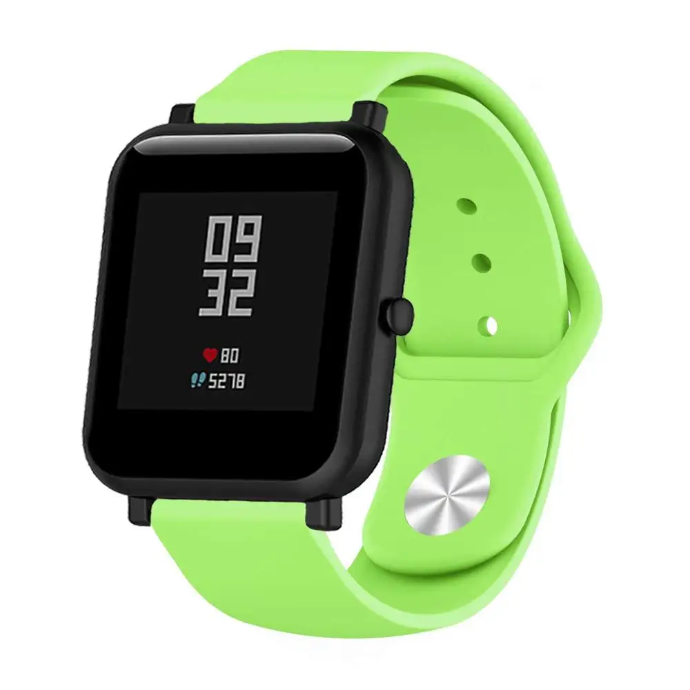 Green Силиконовый спортивный ремешок для Amazfit Bip Pace Band Quick Release ремешок для часов 20 мм 22 мм - Цвет ремешка: Green
