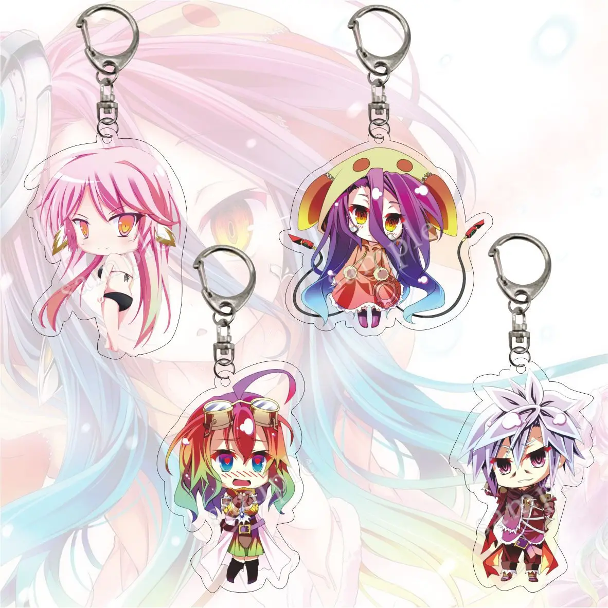 Fashion Anime No Game No Life Cosplay Keychain Shiro Jiburiiru Cartoon  Figure Two Sided Acrylic Pendant Key Ring Holder Trinket| | - AliExpress