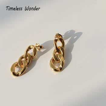 

Timeless Wonder Titanium Geo Chained Statement Drop Earrings Women Stainless Steel Jewelry Top Punk Gothic Trendy Hip Hop 1666