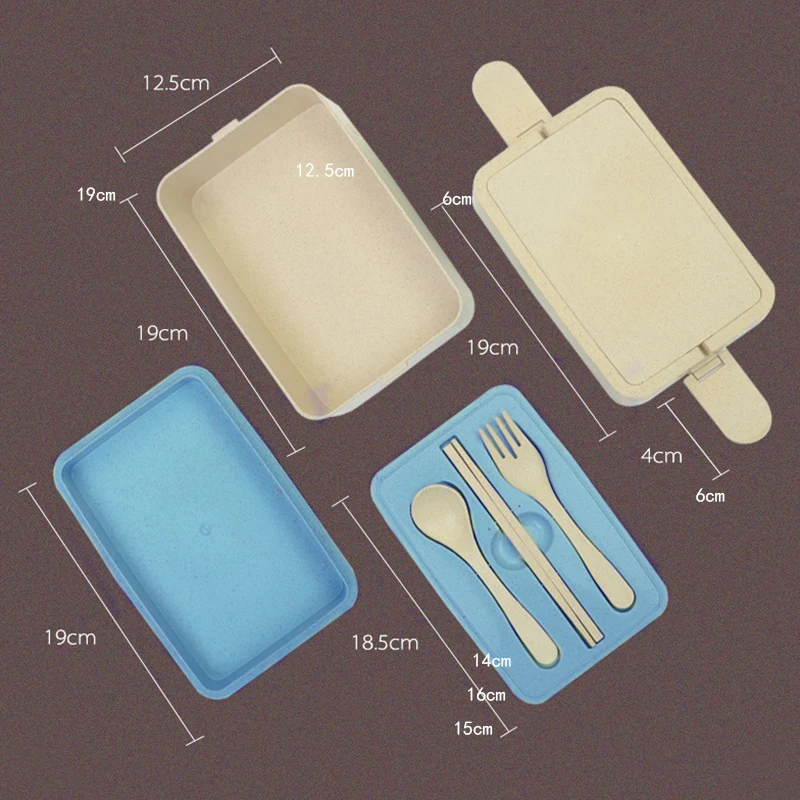 Healthy Material Lunch Box 3 Layer Wheat Straw Bento Boxes Microwave Dinnerware Food Storage Container Lunchbox C1270 e