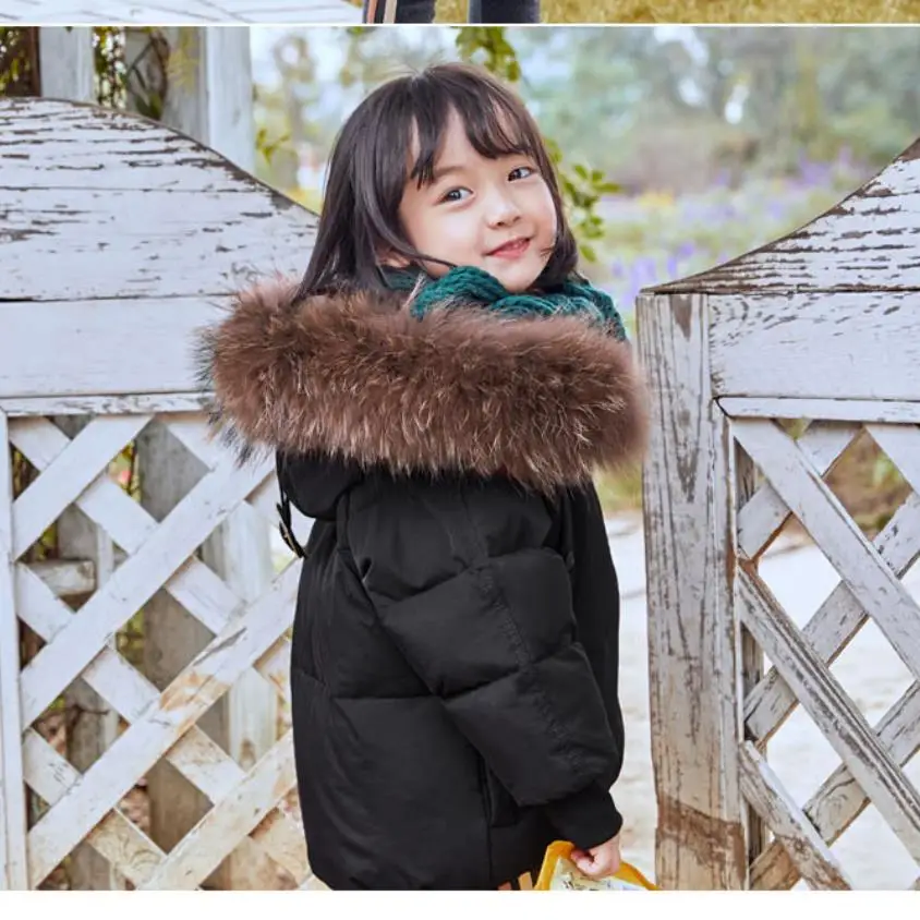 

2019 warm winter new fur collar hooded down jackets for baby boy and girls children cute down coats kids outerwear tops ws1053