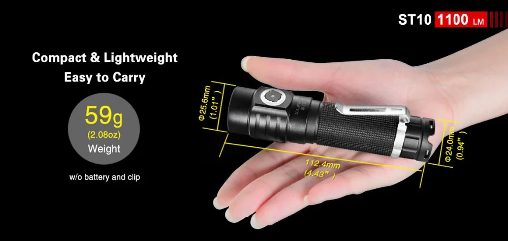 Iluminação ao ar With18650 para Acampar Klarus Recarregável Lanterna Cree Xm-l2 u2 1100lm Livre Bateria Auto Defesa St10 Led 3 Luzes e Iluminação