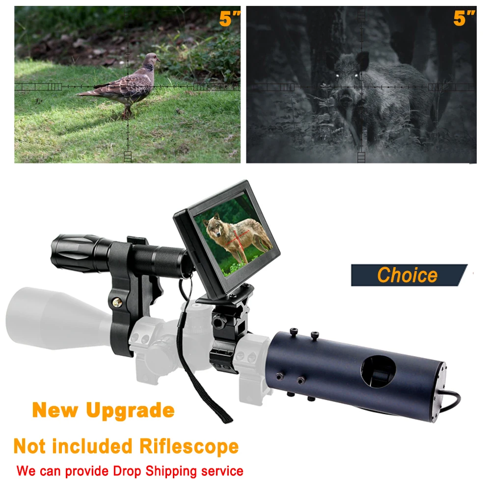 

DIY Digital Night Vision Scope for riflescopes with Camera and 5" Portable Display Screen with 850nm IR