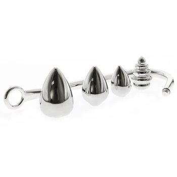 Type 4 Stainless Steel Anal Hook Replaceable Hole Metal Butt Plug Anal Couple Sex Toy Adult Anal Plug BDSM Toy Sex Toy 2