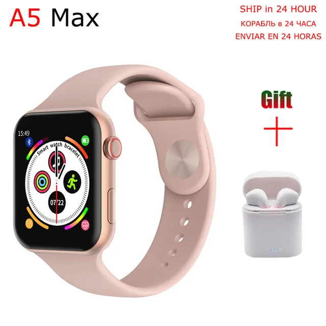 pinkwithwhiteear A5 Max Смарт часы Bluetooth Smartwatch 1,54 полный сенсорный экран для сердечного ритма часы водонепроницаемые спортивные Smartwatch Android IOS - Цвет: pinkwithwhiteear