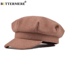 Шерстяная кепка BUTTERMERE Newsboy для женщин, винтажная плоская кепка, женский берет, Повседневная Кепка карамельного цвета на осень и зиму, восьмиугольная кепка