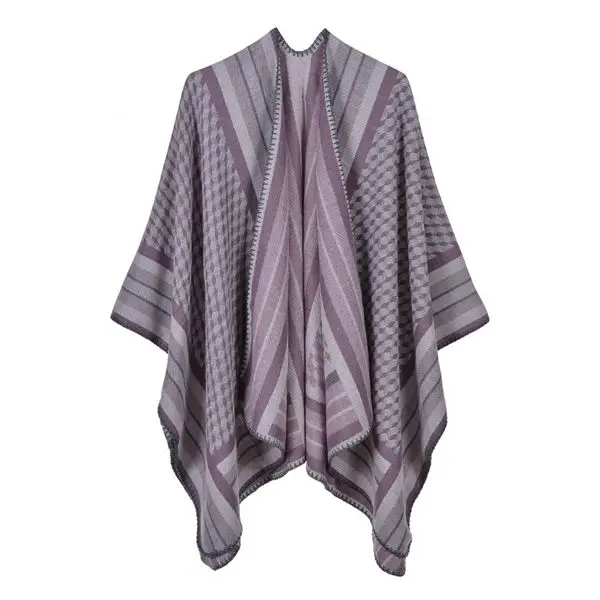B-purple Женская верхняя одежда, зимние шарфы, Осенний кашемировый пончо, теплое одеяло, Женская Вязаная Шаль, кашемировый шарф, пончо из пашмины - Цвет: B-purple