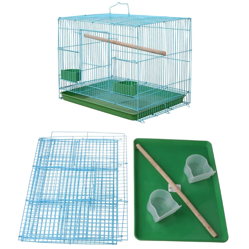 Jaula pequeña Rectangular de alambre para pájaros pequeños y aparejo con palo de pie pájaros y 2 semicirculares|Nidos jaulas para pájaros| - AliExpress