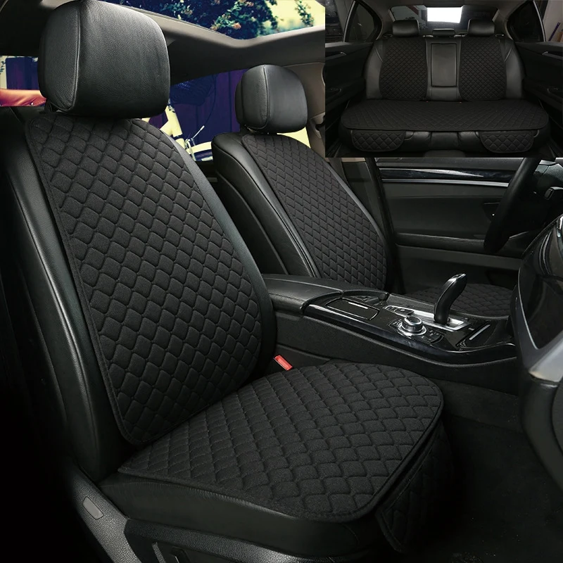 5 Seats Flax Car Seat Cover Protector with Backrest Front Rear Seat Back Waist Washable Cushion Pad Mat for Auto Five Complete S