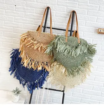 

2020 Luxury Designer Beach Bag,Peacock Shoulder Bags,Rattan Woven Tote,Large Capcity Fringed Bag,Bohemia Handbag