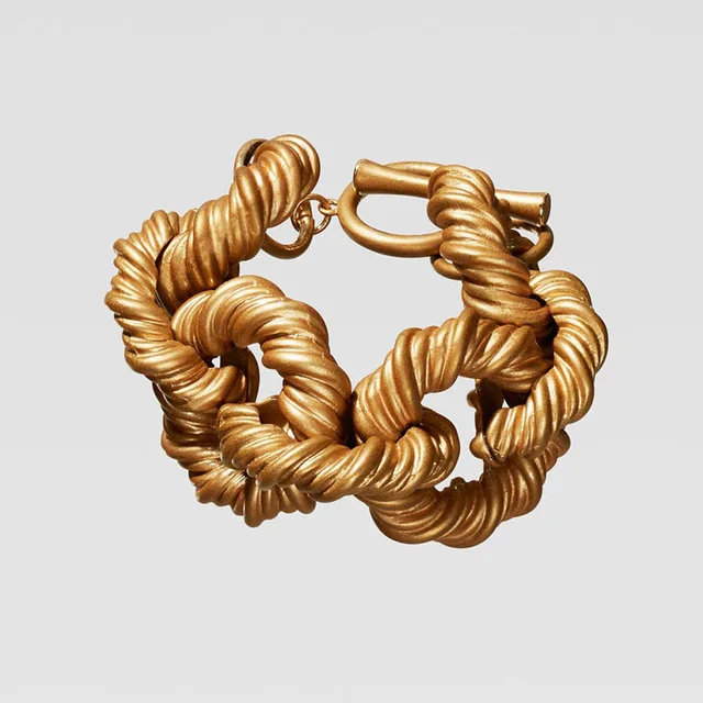 JUST FEEL Винтажный Золотой браслет-цепочка для женщин модный массивный браслет