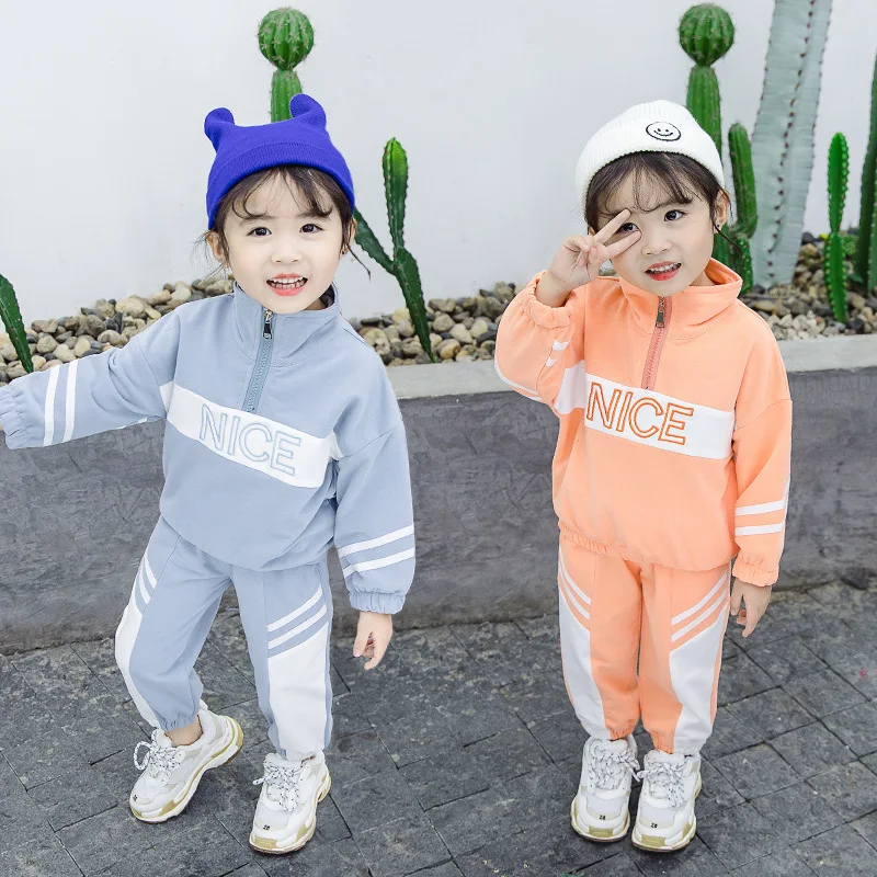 

2019 Autumn Clothing Korean-style Childrenswear GIRL'S Sports Package Children Hooded Joint Hoodie Two-Piece Set