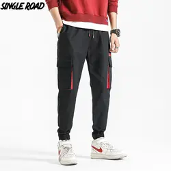 SingleRoad повседневные штаны мужские 2019 брюки карго мужские боковые карманы, набедренный хоп свободные мужские брюки повседневные модные