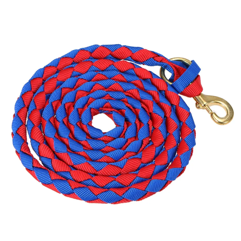 Плетеная веревка для лошади, веревка для лошади, плетеная веревка для лошади с латунной защелкой, 2,0 м/2,5 м/3,0 м - Цвет: Red Blue 2.5m