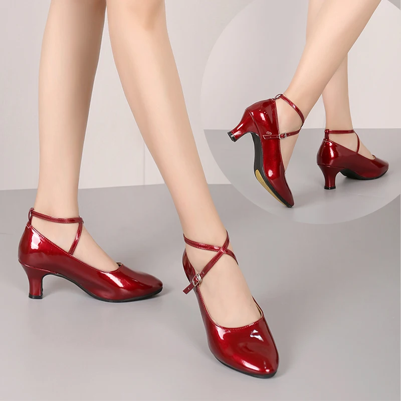 DKZSYIM Women Tango Dance Shoes Ballroom Latin Shoes Ladies Modern Jazz Comfortable Close Toe Middle Heel Party Dance Sneakers 5