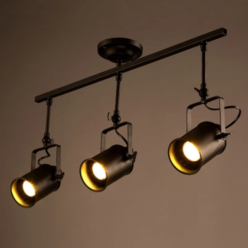 Nordic Retro Loft Track Light RH American Industrial LED Black Ceiling Vintage Spot Pendant Lamp Lustres Bedroom | Освещение