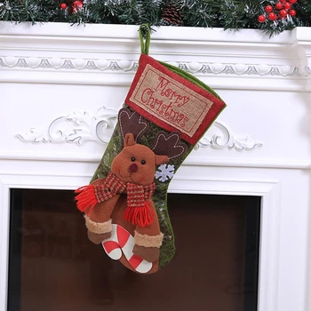 

Santa Claus Snowman Elk Christmas Stocking Christmas Gift Candy Storage Bag 67JB