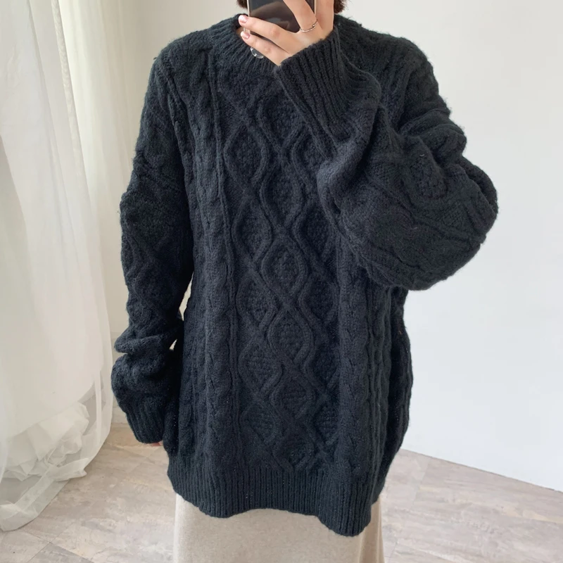 Мохера свободный свитер Южная Корея модный Свободный пуловер осень-зима размера плюс Для женщин длинные свитера и пуловеры