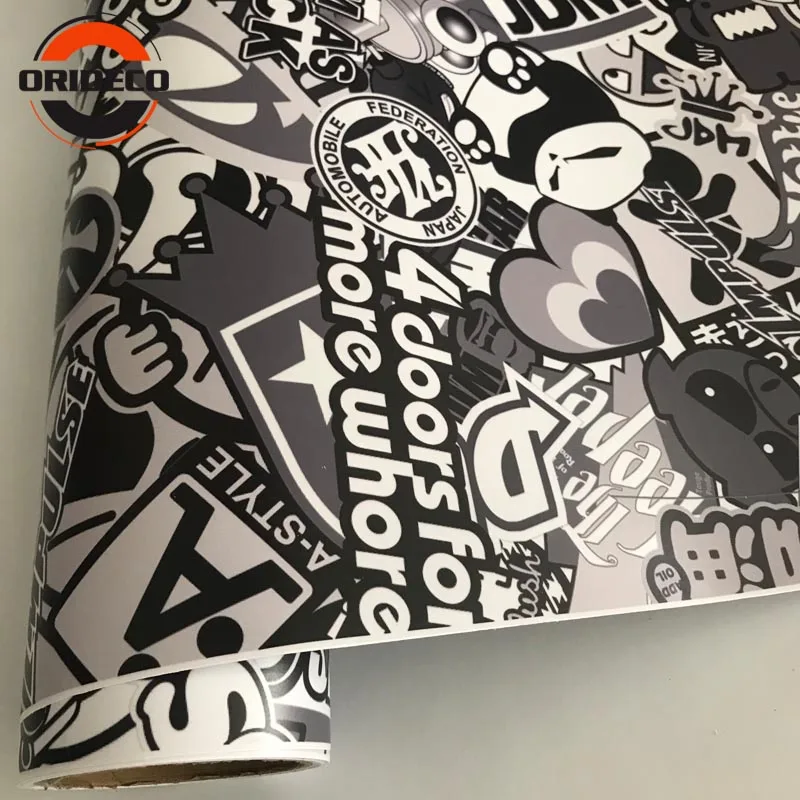 black white cartoon sticker bomb vinyl sticker 2