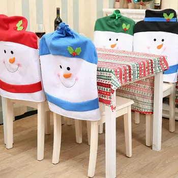 

New Year Xmas Chair Covers Santa Claus Large Hats Home Table Decoration Embroidered Chairs Back Cover Dinner Table Xmas Decor