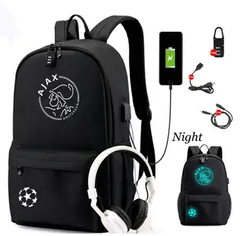 

Anti-theft Luminous Canva Waterproof Backpack for Men AJAX Student School Backpack Teenagers Girl Boy Book bag Capacity Mochilas