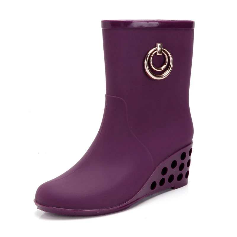 Zapatos de agua para mujer, de lluvia, zapatos de goma de tacón alto, botas de agua antideslizantes, cuñas impermeables, Botas de lluvia| | - AliExpress