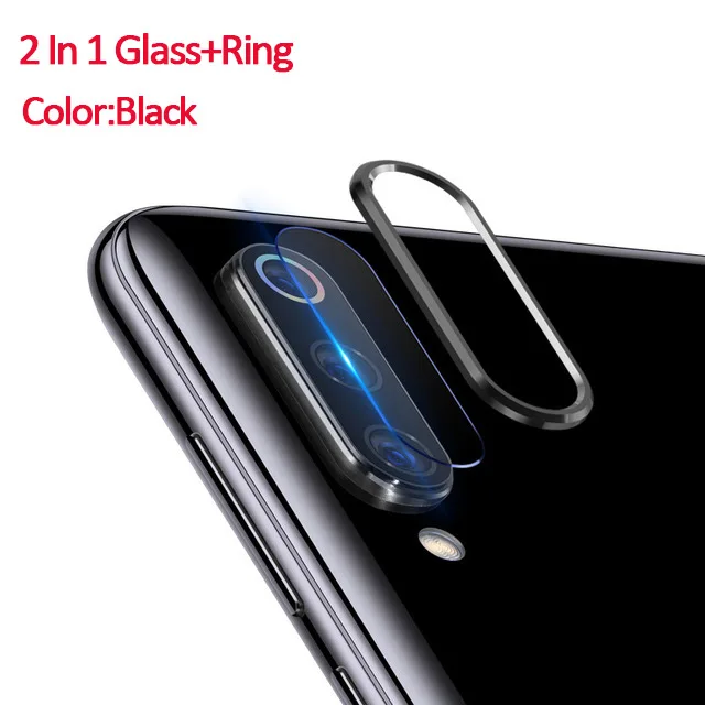 Защита для экрана камеры стекло для Xiaomi Redmi Note 7 Pro 7s металлическое защитное кольцо+ пленка для объектива камеры на Xiomi Redmi Note 7 pro - Цвет: Black