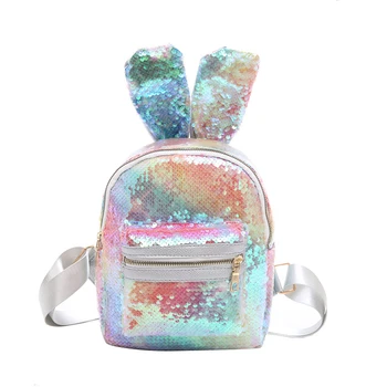 

2019 New Brand Girls Glittering Sequins Mini Backpack Cute Ears Women Kids Shiny Rucksack School Bag Shoulder Bag