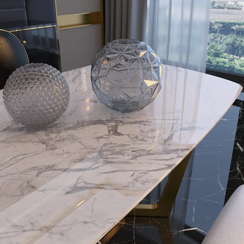 Italian Stainless Steel Blue Luxury Modern Marble Dining Table Set 5 Italian Stainless Steel Blue Luxury Modern Marble Dining Table Set 5