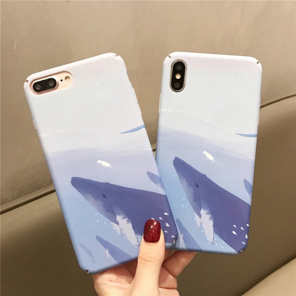 Жесткий чехол с синими рыбками для iPhone 7 8 6 6s Plus X XR 11 XS Max телефона | Мобильные
