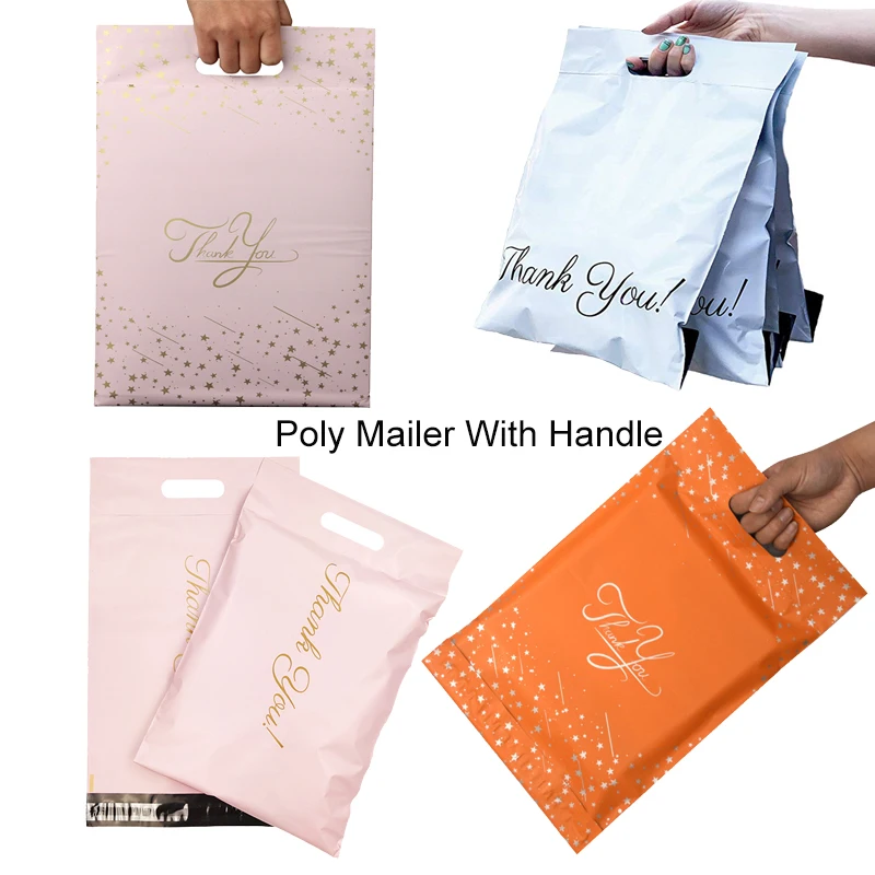 Pink/White/Black Thank You Portable Poly Mailer Adhesive Envelopes Bags Courier Hair Bundles Party Gifts Boxes Shipping Pouches